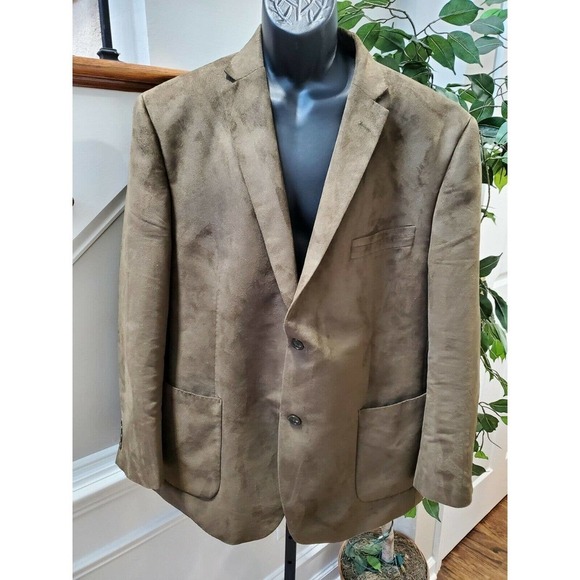 Camiloni Men Olive Polyester Long Sleeve Single Breasted 2 Buttons Fitted Blazer - Picture 2 of 12